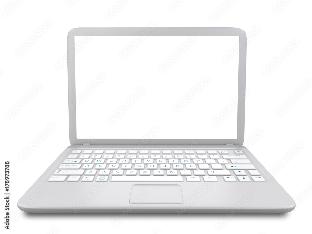 Modern Laptop PC with blank LCD screen isolated on white background -3D rendering, mock up tempate Modern Laptop PC with blank LCD screen isolated on white background -3D rendering, mock up tempate