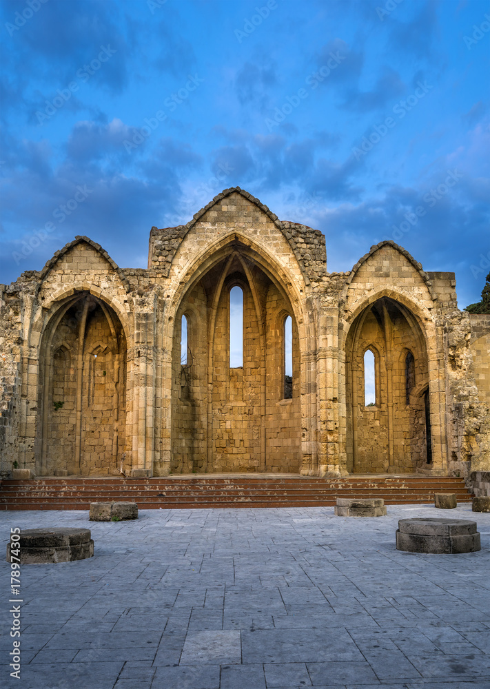 Fototapeta premium The Church of Panagia (Virgin Mary) of the Burgh in the old town of Rhodes