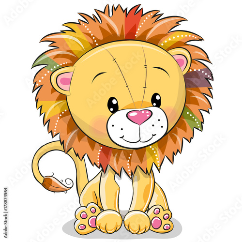 Fototapeta Naklejka Na Ścianę i Meble -  Cute Cartoon lion isolated on a white background