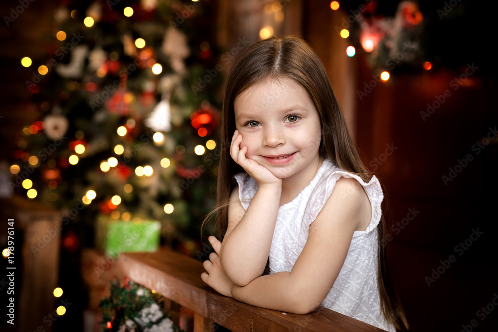 On Christmas night a little girl waiting for Santa Claus. On Christmas night a little girl waiting for Santa Claus.