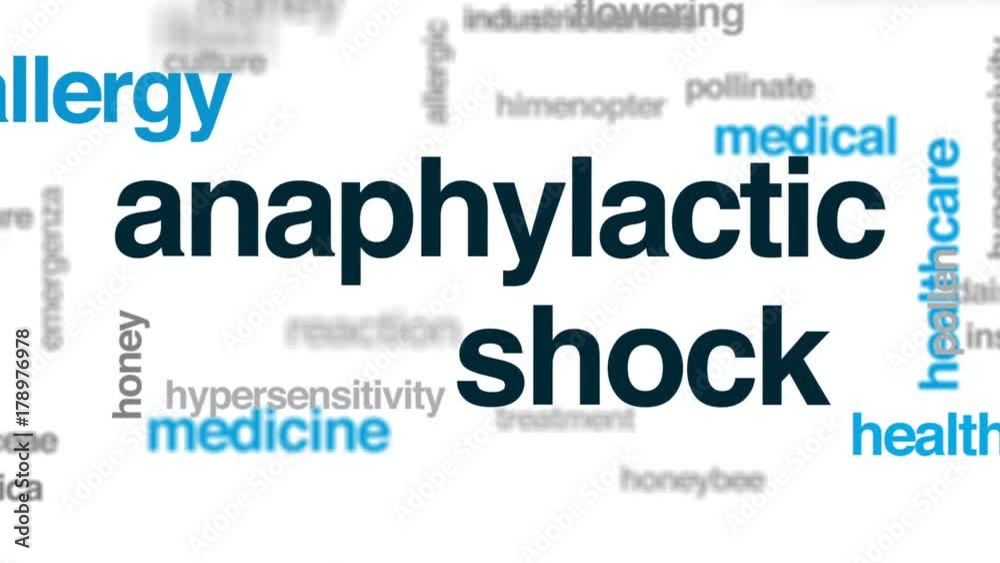 Anaphylactic shock animated word cloud, text design animation. Anaphylactic shock animated word cloud, text design animation.
