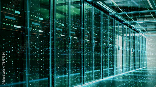 Obraz na płótnie Server room or server computers.3d rendering.