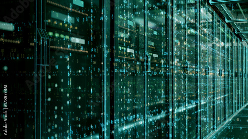 Server room or server computers.3d rendering.