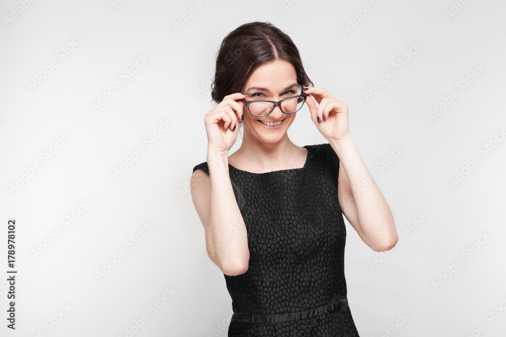 Picture of pretty woman in black dress Picture of pretty woman in black dress