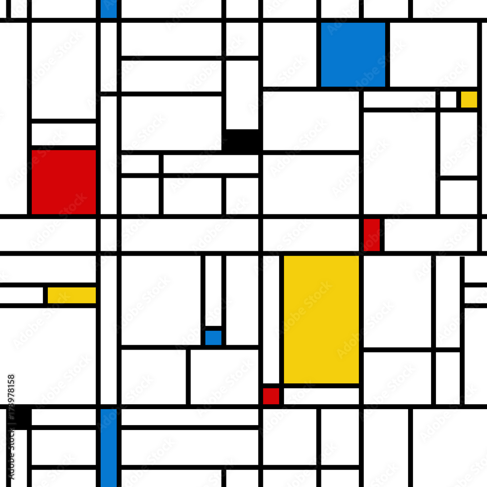 Mondrian style abstract geometric seamless pattern. Stock Vector ...