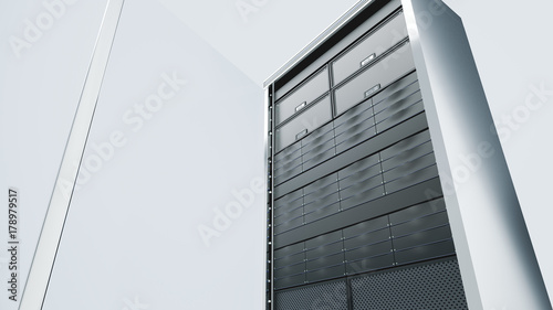 A single processor in the whtie room , server computers.3d rendering.