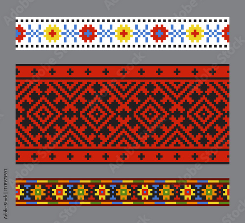Ethnic Ukrainian seamless patterns