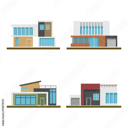 Set of houses and modern houses, Modern building and architecture, Collection of home vector illustration
