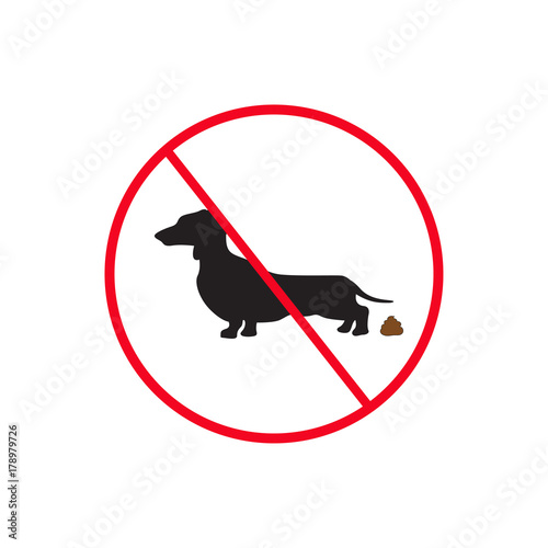 No dog poop sign. Shitting is not allowed. No poo poo. Vector stock illustration