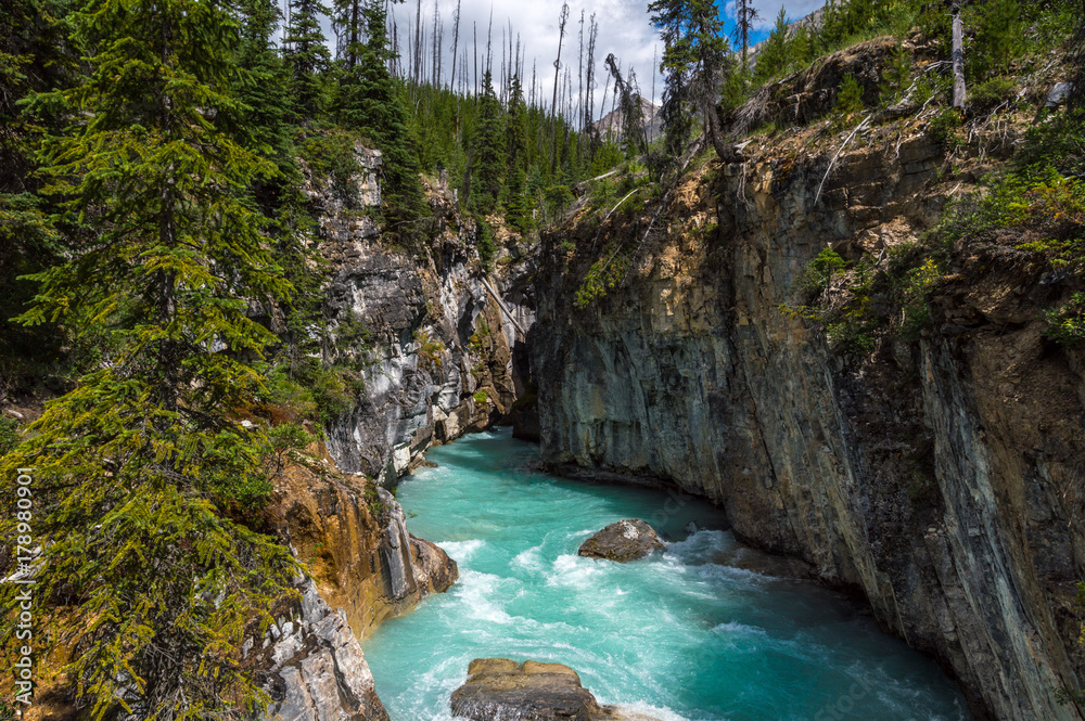 Turquoise waters of Marble Canyon, East Kootenay G, BC, Canada