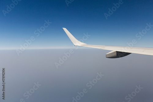 view from the airplane window, cloud wing, dimensions.