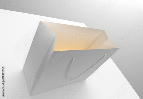 Blank Simple White Shopping Bag on White