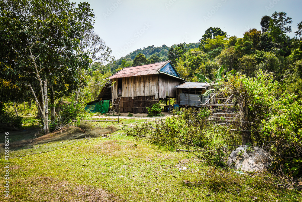 Cambodia traditional house in nature.