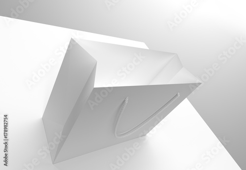 Blank Simple White Shopping Bag on White