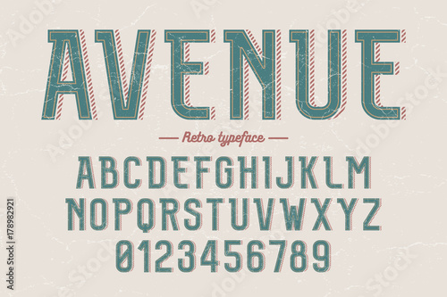 Decorative vector vintage retro typeface, font, alphabet letters