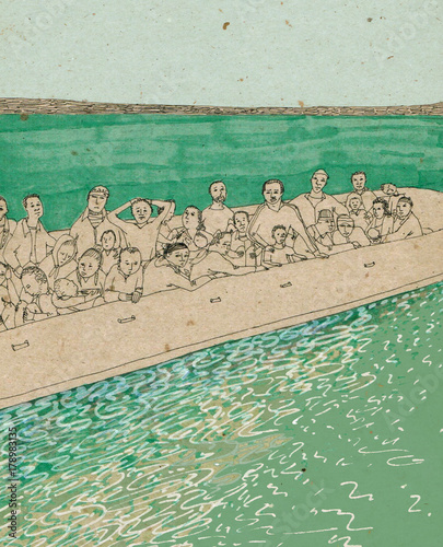 refugees on the boat