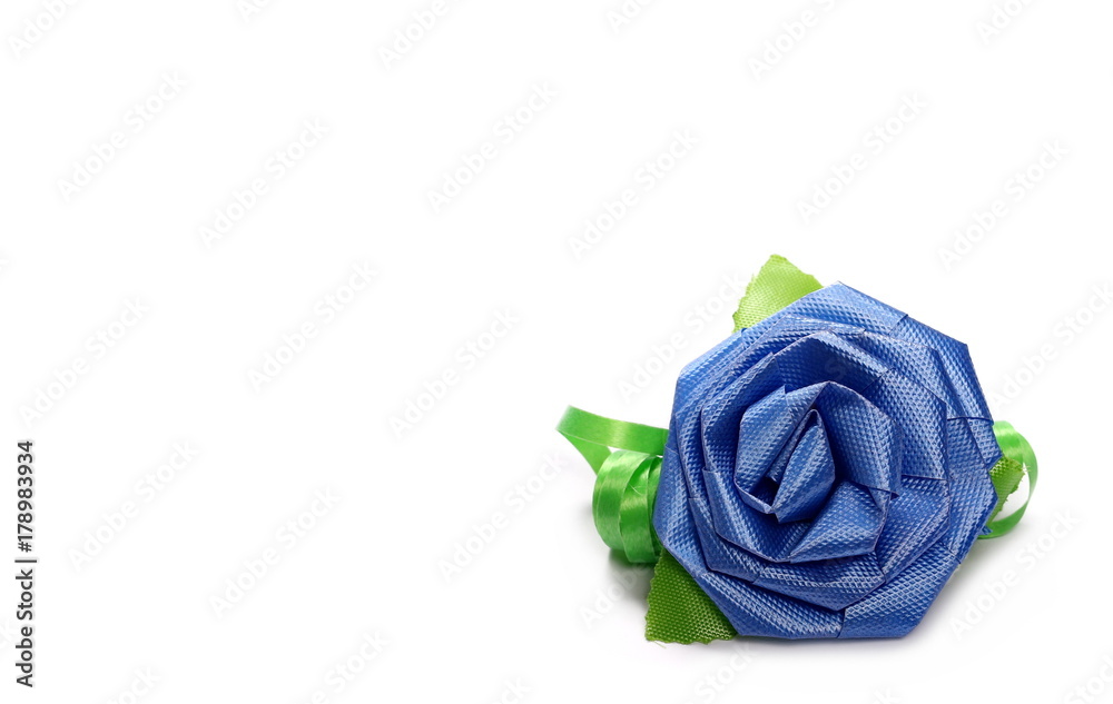 Blue decorative paper rose isolated on white background Blue decorative paper rose isolated on white background