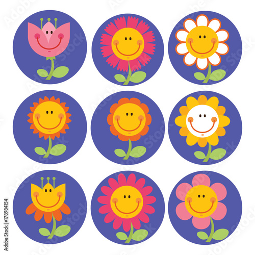 Colorful vector flowers set illustration. Flowers for banner, card, label, sticker, poster, promotion, web site, online shopping, advertising.