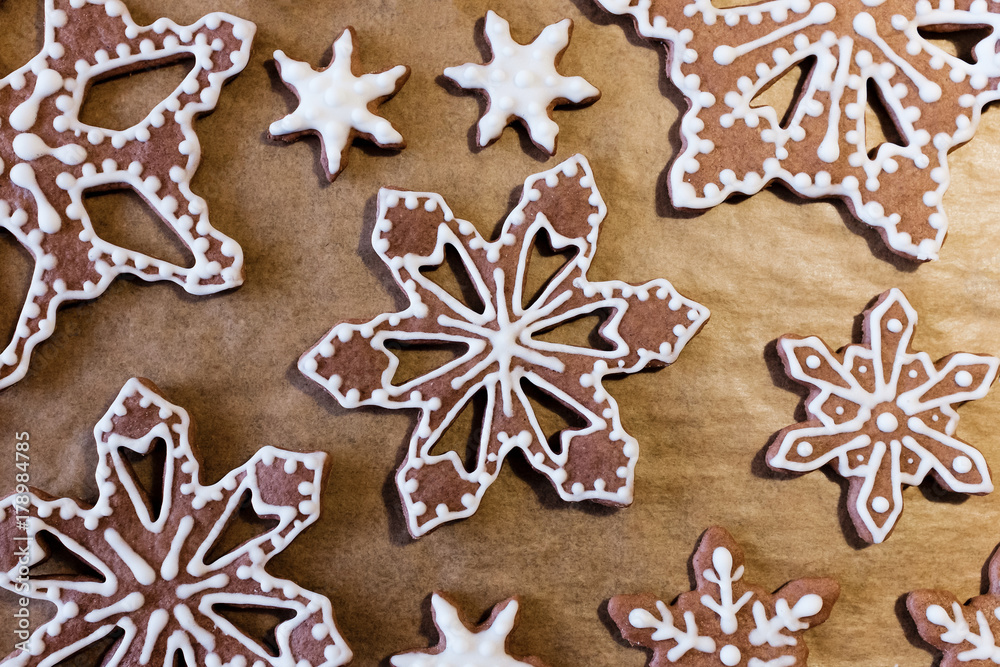 Gingerbread christmas cookies on wooden table. Gingerbread christmas cookies on wooden table.