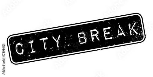City Break rubber stamp. Grunge design with dust scratches. Effects can be easily removed for a clean, crisp look. Color is easily changed.