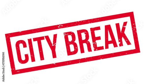 City Break rubber stamp. Grunge design with dust scratches. Effects can be easily removed for a clean, crisp look. Color is easily changed.