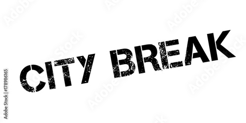 City Break rubber stamp. Grunge design with dust scratches. Effects can be easily removed for a clean, crisp look. Color is easily changed.