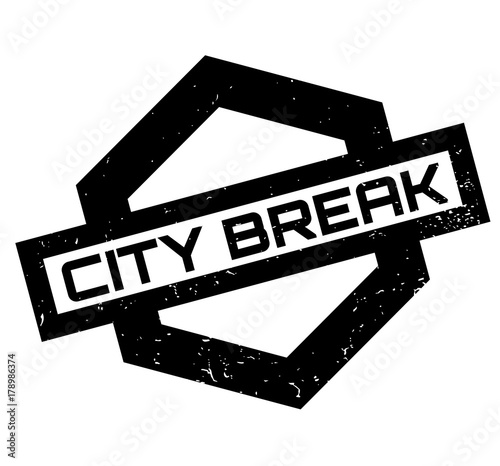 City Break rubber stamp. Grunge design with dust scratches. Effects can be easily removed for a clean, crisp look. Color is easily changed.