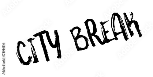 City Break rubber stamp. Grunge design with dust scratches. Effects can be easily removed for a clean, crisp look. Color is easily changed.