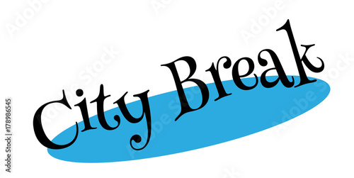 City Break rubber stamp. Grunge design with dust scratches. Effects can be easily removed for a clean, crisp look. Color is easily changed.