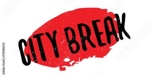 City Break rubber stamp. Grunge design with dust scratches. Effects can be easily removed for a clean, crisp look. Color is easily changed.