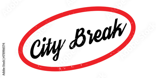 City Break rubber stamp. Grunge design with dust scratches. Effects can be easily removed for a clean, crisp look. Color is easily changed.