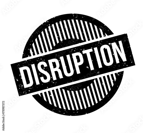Disruption rubber stamp. Grunge design with dust scratches. Effects can be easily removed for a clean, crisp look. Color is easily changed.