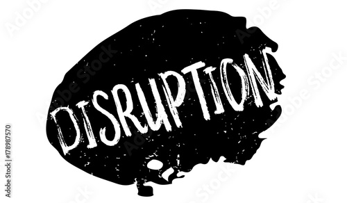 Disruption rubber stamp. Grunge design with dust scratches. Effects can be easily removed for a clean, crisp look. Color is easily changed.