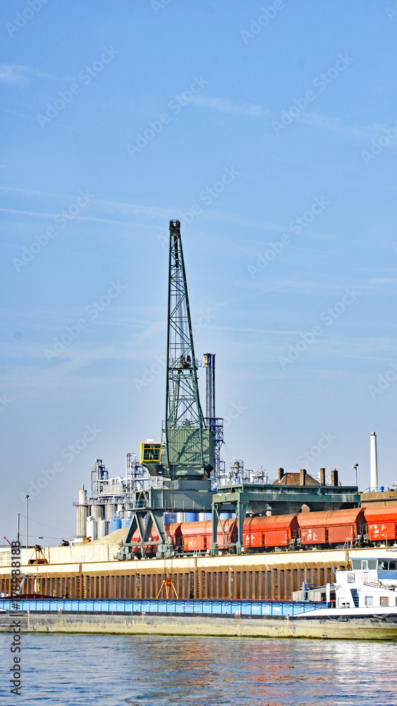 Industry on the banks of, River Rhine, Germany, Europe Industry on the banks of, River Rhine, Germany, Europe