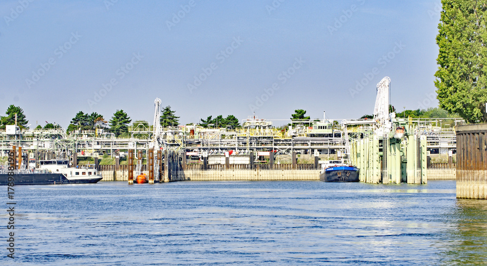 Industry on the banks of, River Rhine, Germany, Europe Industry on the banks of, River Rhine, Germany, Europe