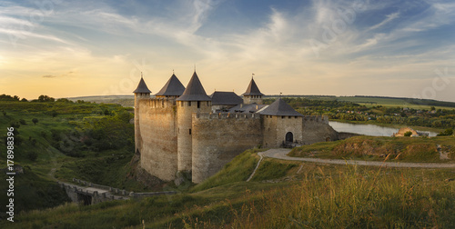 Khotyn fortress in golden hour photo