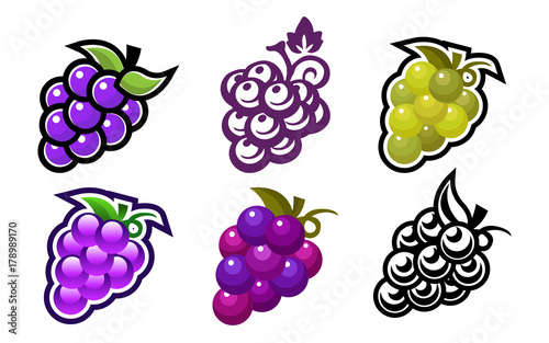 Set of grape fruit icons