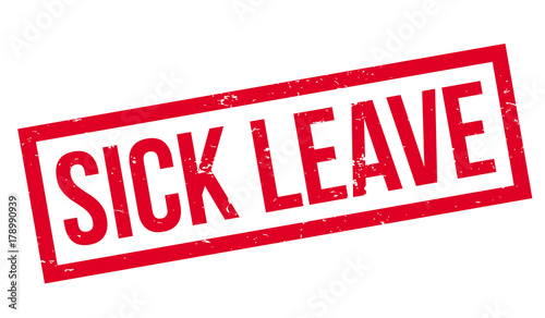 Sick Leave rubber stamp. Grunge design with dust scratches. Effects can be easily removed for a clean, crisp look. Color is easily changed.