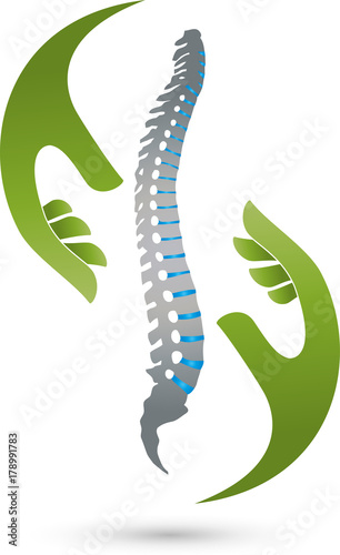 Wirbelsäule, Hände, Physiotherapie, Orthopädie, Logo