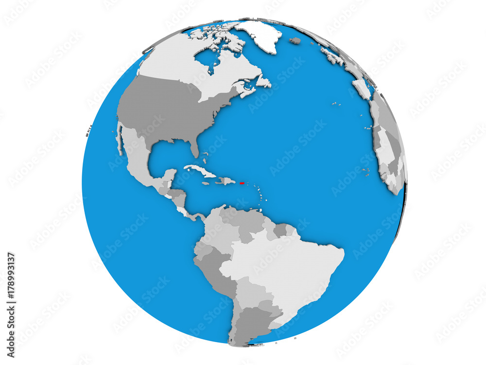 Puerto Rico on globe isolated
