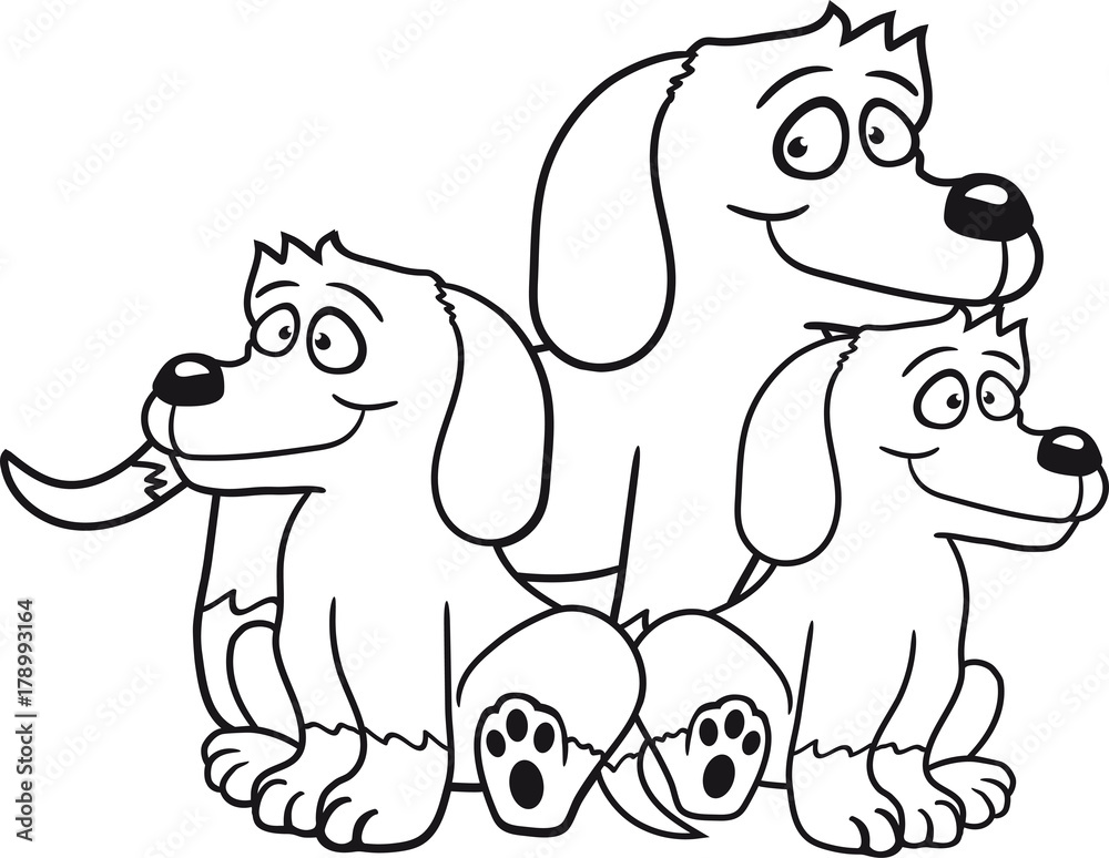 Obraz premium 2 kinder brüder geschwister schwestern familie sitzen sitz baby kind klein junges papa mama stehen warten gehorsam lustig hund welpe süß niedlich haustier comic cartoon