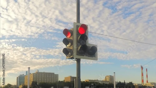 traffic light and sky with clouds timelapse