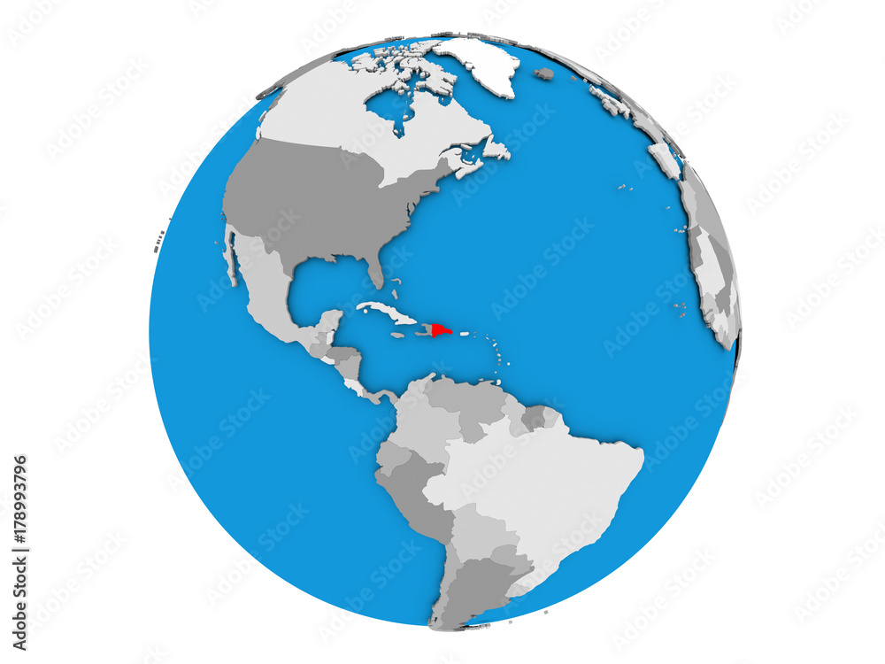 Dominican Republic on globe isolated Dominican Republic on globe isolated