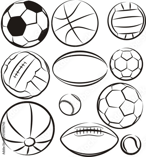 balls - vector outlines set