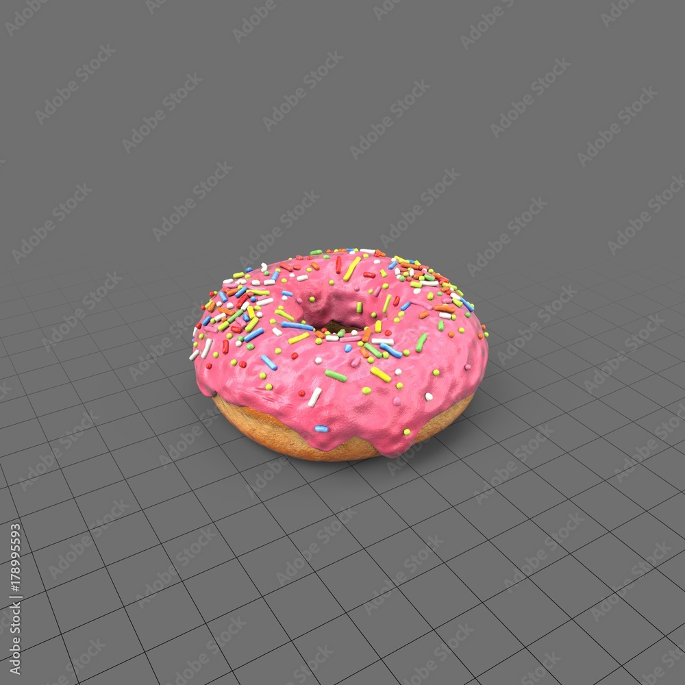 Pink donut with sprinkles Stock 3D asset Adobe Stock