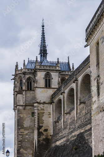 Exterior view of 15th century Amboise castle, UNESCO World Heritage Site. Amboise, Indre et Loire, France.