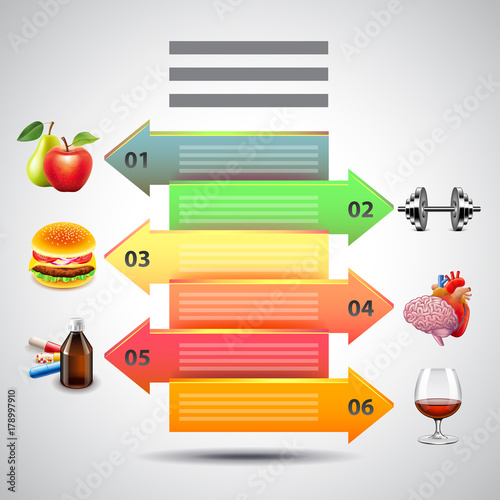 medical objects and arrows infographics on white background vector