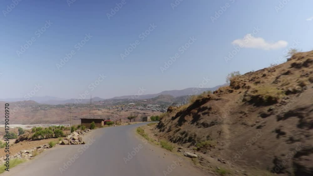 Driving shot en route Lalibela airport to the town, Ethiopia Driving shot en route Lalibela airport to the town, Ethiopia