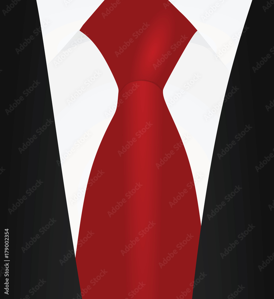 Realistic White Shirt With A Red Tie Stock Illustration - Download Image  Now - Necktie, Red, Neck - iStock