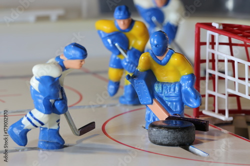 attack ice hockey match, table game, macro shot photo